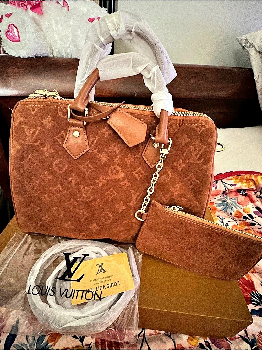 Louis Vuitton Speedy Bandoulière 30 Suede Brown Bag - Picture 4 of 7